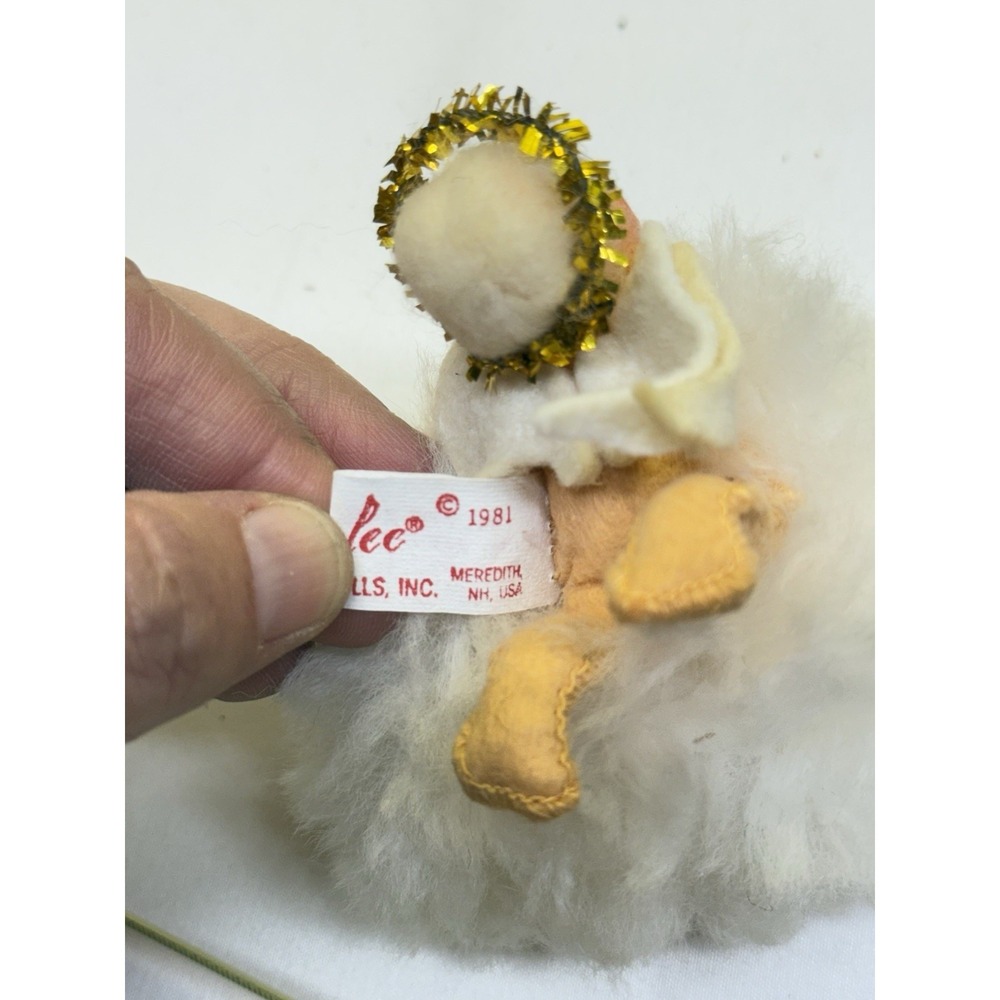 Annalee Doll Set Of 2 Angel Cherub on Fluffy Cloud Felt Figurines 1971 & 1981 - Picture 11 of 11